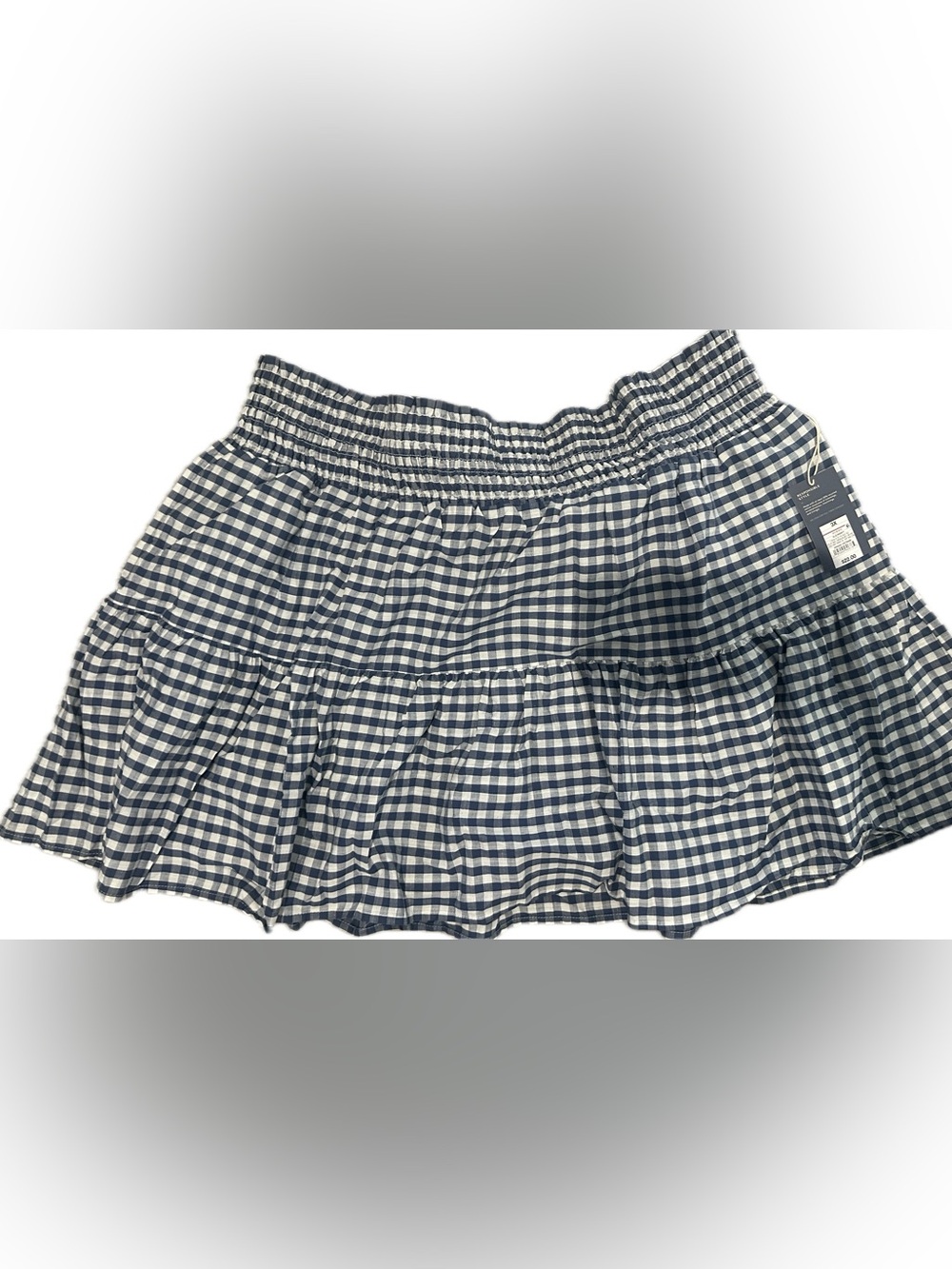 Target Navy and White Gingham Tiered Smocked-Waist Skirt